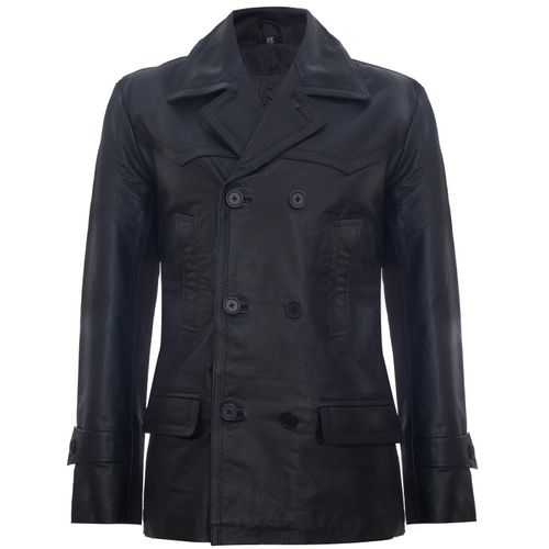 Kuhfell Dr. Who Naval German Pea Coat Lederjacke