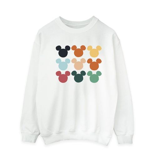 Disney Heren Mickey Mouse Hoofden Vierkant Sweatshirt (Wit)