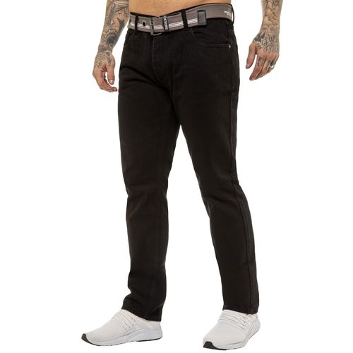 Enzo | Heren Designer Regular Fit Denim Jeans - Zwart