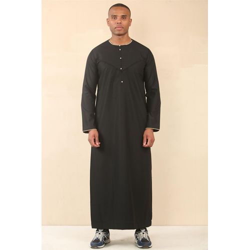 Omani Eid zwarte Thobe Saudi Emirati Jubba-jas voor heren