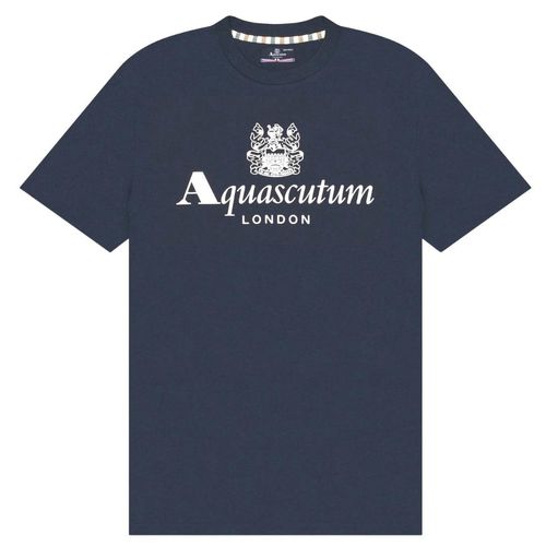 Aquascutum Active Beach Basic T-shirt Mit Großem Logo In Marineblau