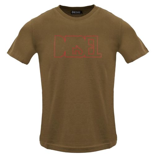 Diesel - T-shirt Mit Logo In Braun Mit Kaffeelikör-print