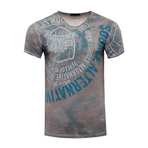 V-Neck T-Shirt mit Strass Steinen Besetzt