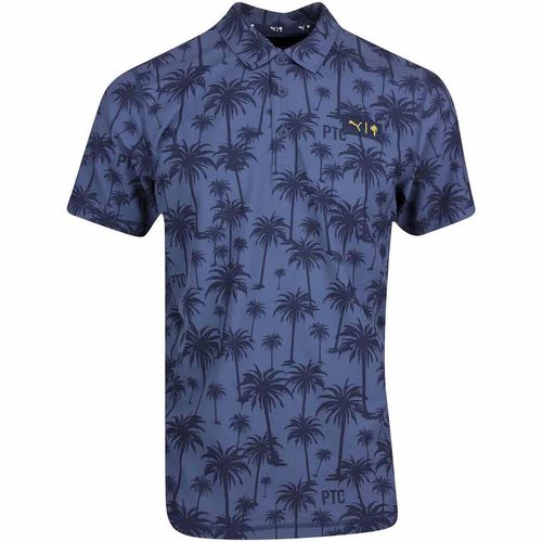 Puma X Ptc Palm Print Kurzschläfe Hagen Navy Herren Golf Polo -Hemd 537334 02