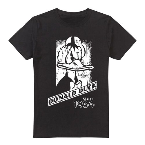 Disney Heren Donald Duck Mono Portret T-Shirt (Zwart)