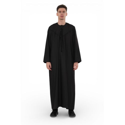 Heren Eid Zwart Marokkaanse Jubba Robe Djellaba Ramadan Eid Thobe - HM11