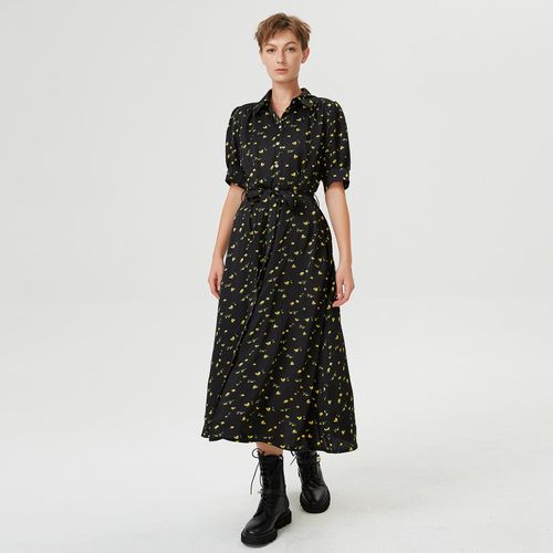 Shirt-jurk met gezwollen mouwen en lieveheersbeestje print