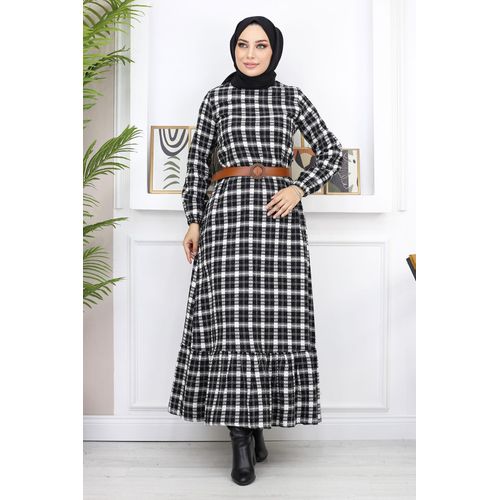 Gerüscht Hijab Kleid Schwarz