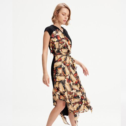 Asymmetrisches Kleid mit grafischem Druck