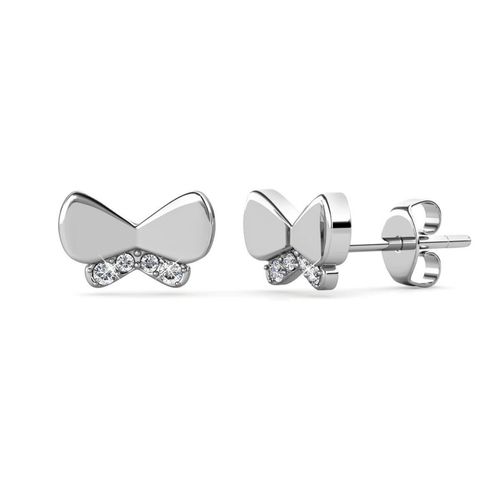 Schmetterlingsschleifen-Ohrringe - Silber und Kristall