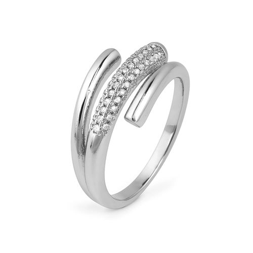 Luxenter Ring met schitterende zirkonia, afgewerkt met rhodium - Jedrac