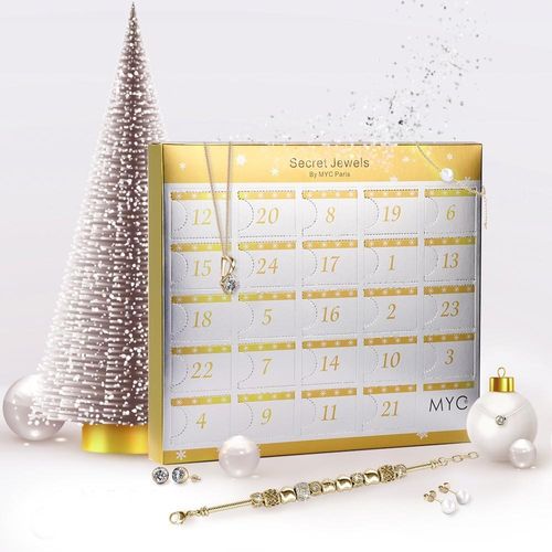 Adventskalender 13 juwelen en 11 parels - Goud en Kristal