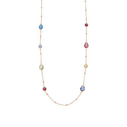 Luxenter Halskette aus mehrfarbigem hydrothermalem Quarz mit 18 Karat Gelbgold-Finish – Laswen