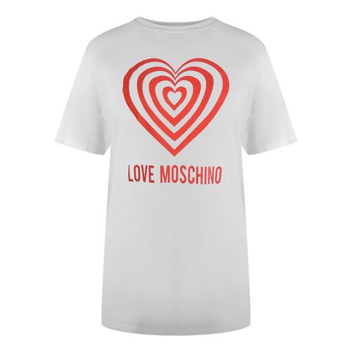 Love Moschino Wit T-shirt Met Groot Rood Hartlogo