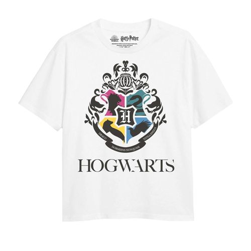 Harry Potter Meisjes Hogwarts Huizen T-Shirt (Wit)
