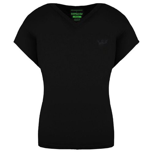 Supra x Heidi Klum Cochs Korte Mouw V-Hals Zwart Dames T-shirt 191902 008