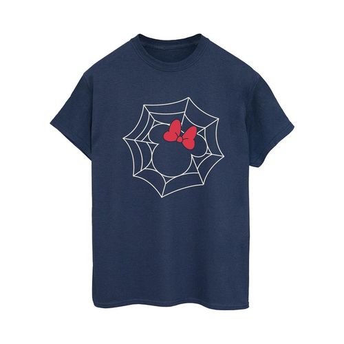 Disney Dames/Dames Minnie Mouse Spinnenweb Katoenen Vriendje T-shirt (Marineblauw)