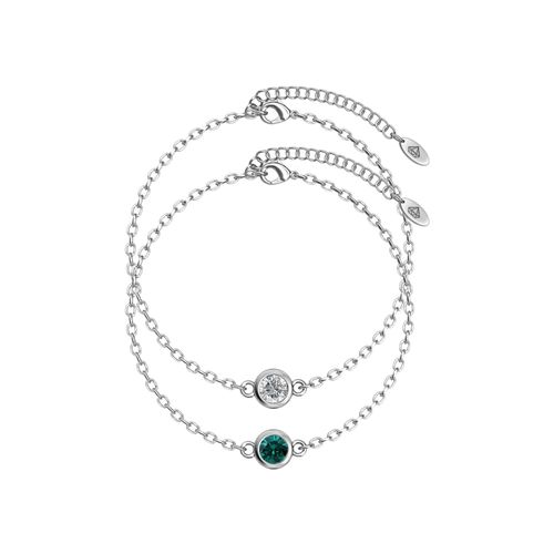 Geboortesteen armbanden - Zilver, kristal en groen