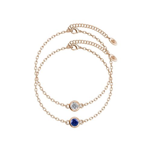 Geboortesteen armbanden - Roségoud, kristal en blauw