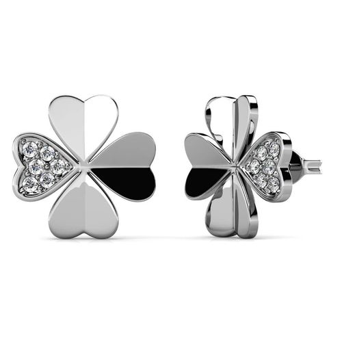 Kleeblatt-Ohrringe - Silber und Kristall