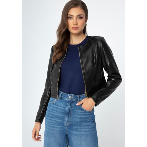 Wittchen Damenjacke mit Perforationen aus schwarzem Kunstleder