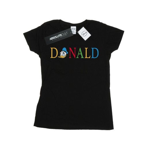 Disney Dames/Dames Donald Duck Letters Katoenen T-Shirt (Zwart)