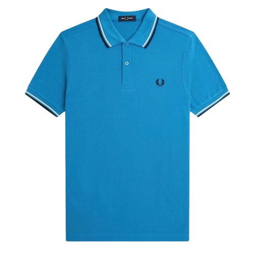 Fred Perry Zwart Crème Twin Tipped Collar Cyber Blue Poloshirt