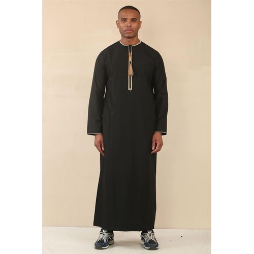 Omani Eid zwarte Thobe Saudi Emirati Jubba-jas voor heren