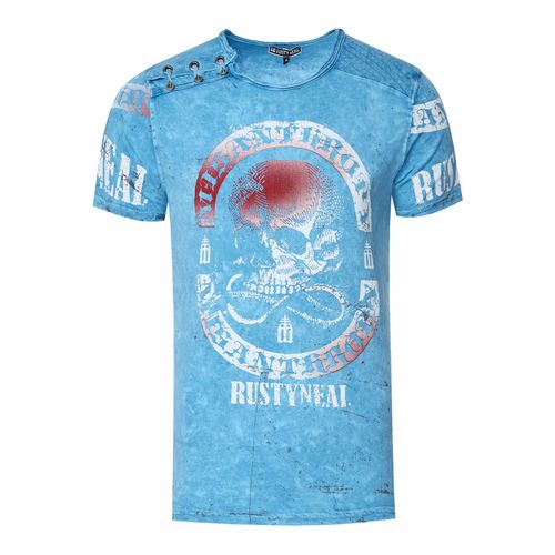 Gewassen T-shirt met knoopsluiting aan de zijkant en een doodshoofdprint