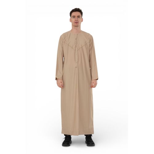 Heren Ramadan Beige Marokkaanse Jubba Robe Djellaba Eid Thobe - TT-007