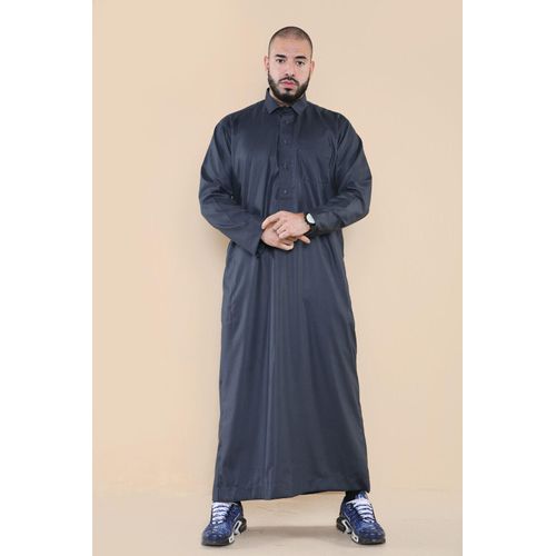 Mens grijze Thobe Jubba Saudi Ramadan Eid islamitische Kaftan Kaudara Arabische Jubbah