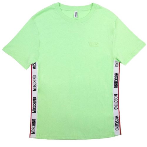 Moschino groen T-shirt met getapete zoom en logo