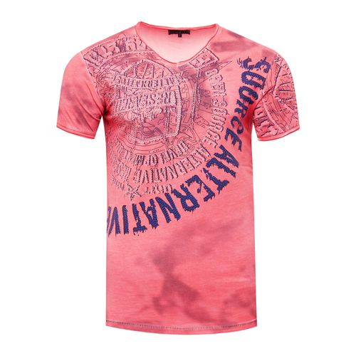 V-Neck T-Shirt mit Strass Steinen Besetzt