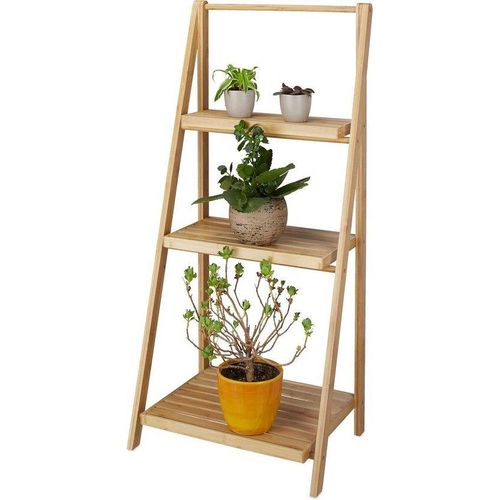 Pflanzenschrank für 3 Etagen, klappt zusammen, Maße: ca. 99 x 45 x 32 cm, Holz, Naturfarbe.