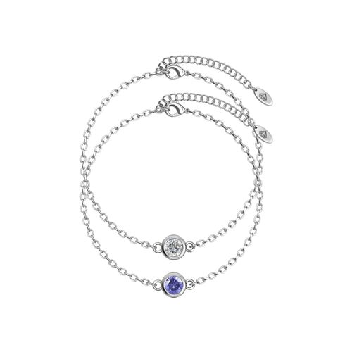 Geboortesteen armbanden - Zilver, kristal en paars