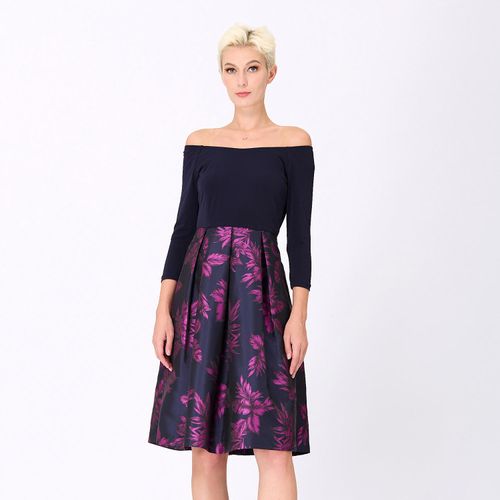 Bi-materiële kleding met bloemenbrokaat