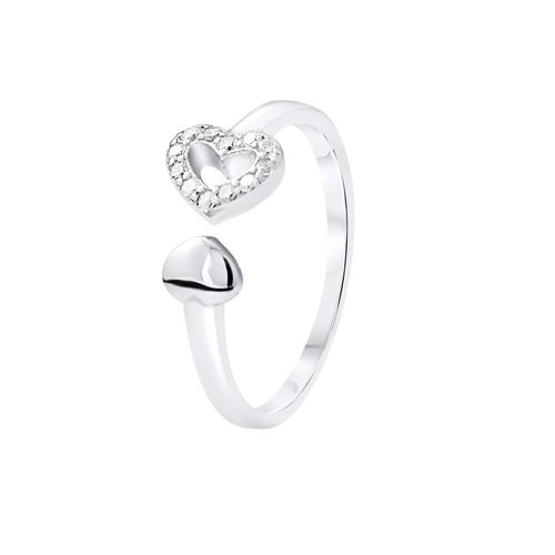 Bague CŒUR Oxydes de Zirconium Ajustable Argent 925 - DARLING