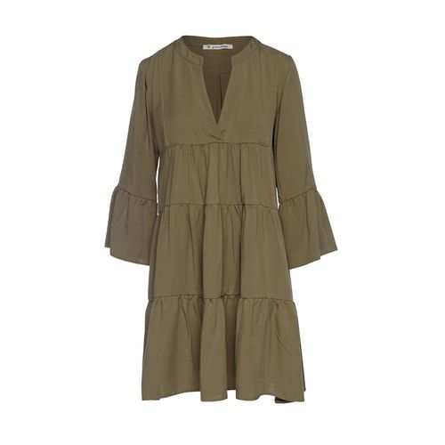 Khaki jurk met geplooide naden