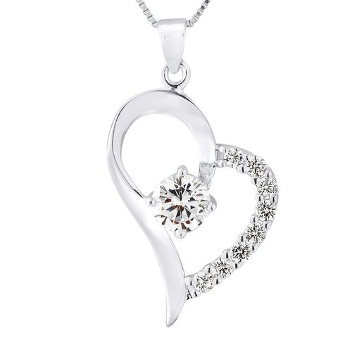 Hart hanger zirkonium zilver oxiden 925 wordt geleverd met ketting aangeboden