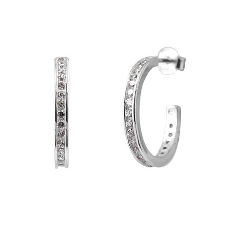 Halve Creolen Diameter 2 cm Zirkonium en zilveroxides 925 Serti Rail - Impatience 3