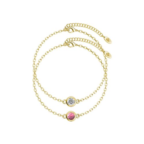 Geboortesteenarmbanden - Goud, kristal en roze