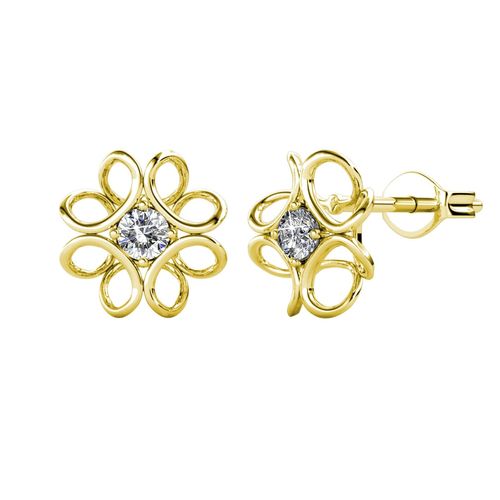 Narcissen oorbellen - Goud en kristal