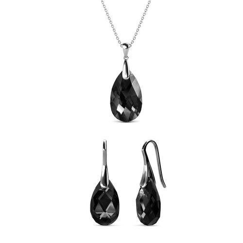Teardrop haaksets - Zilver en zwart