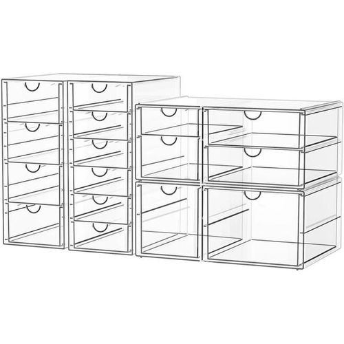 Transparante en stapelbare ladebox set für verschiedene Aufbewahrungsbedürfnisse zu Hause und im Büro