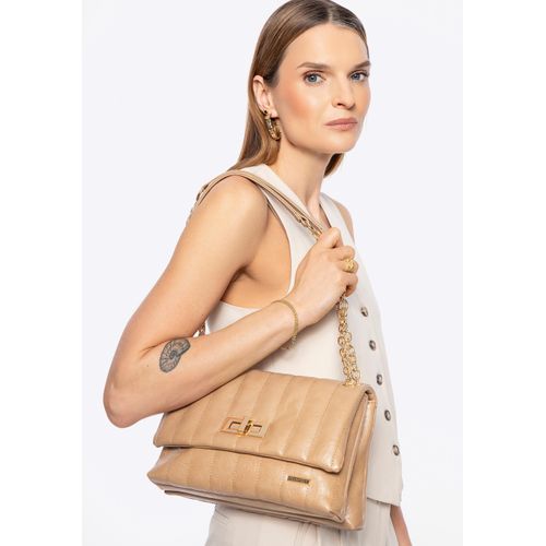 Wittchen Dames eco-leren schoudertas, twee compartimenten, klein, beige