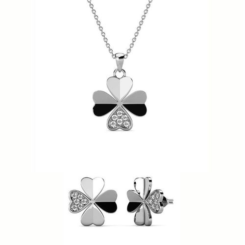 Kleeblatt-Sets - Silber und Kristall
