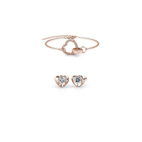 Simply Love Verschlossenes Herz Set - Rose Gold und Kristall