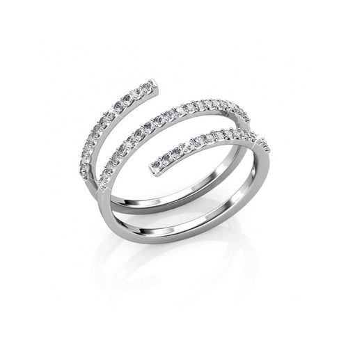 Spiralförmiger Ring - Silber und Kristall