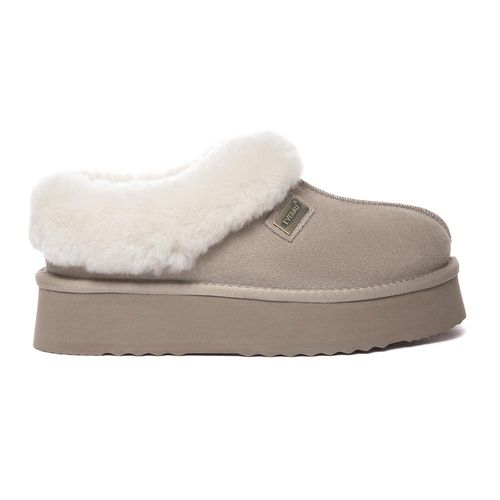 EVER AU Dames Leren Pantoffels - Topknot