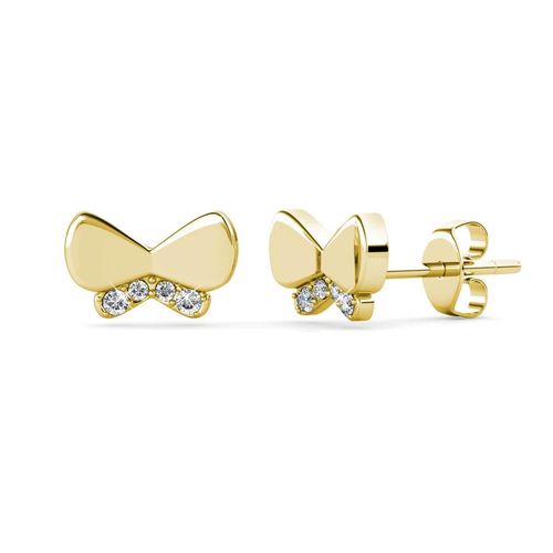 Schmetterlingsschleifen-Ohrringe - Gold und Kristall